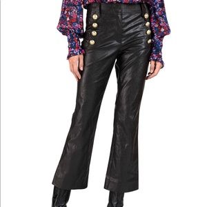 10 Crosby Derek Lam women’s black faux leather kick-flare pants new w/ tag